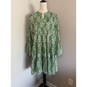 Juliet Dunn London NWT Mini Dress Green White Floral Boho Size 2, US Medium